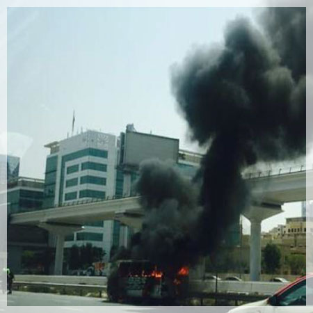 Minibus catches fire on Sheikh Zayed Road in Dubai